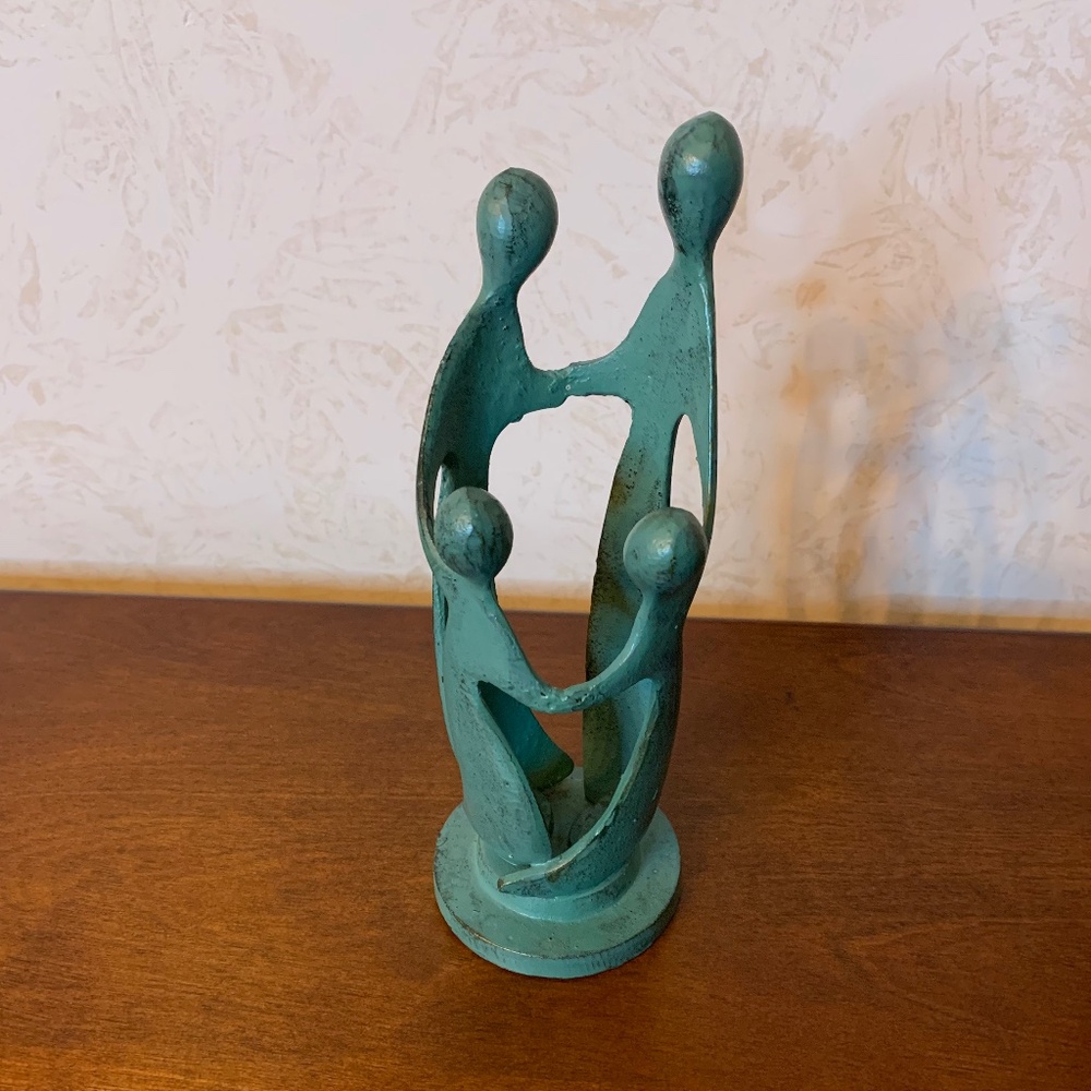 Home: Family of Four Green Decorative Piece